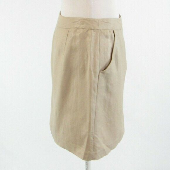 Beige CYNTHIA ROWLEY shimmery A-line skirt size 4 - Picture 5 of 8